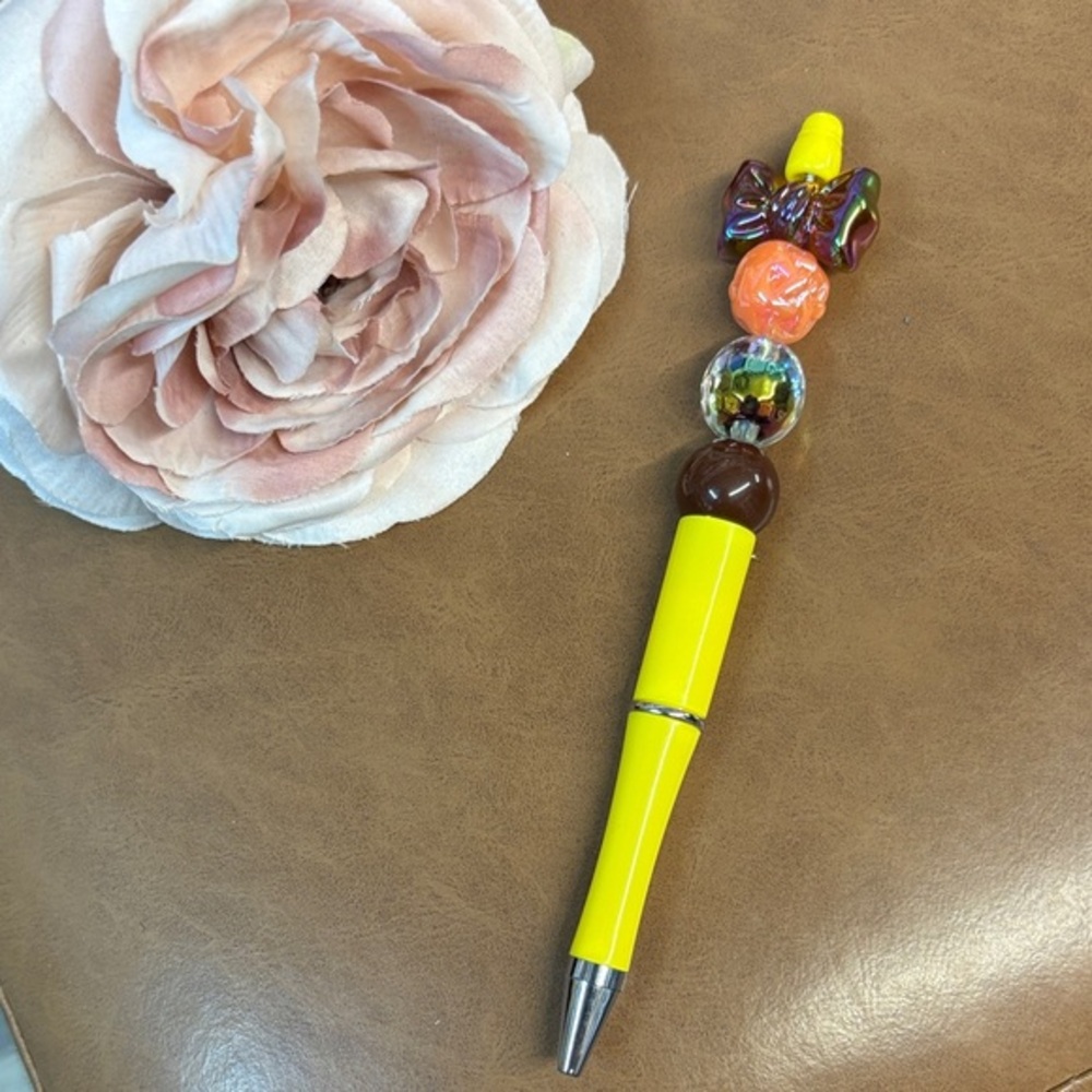 Vibrant Yellow Beaded Pen